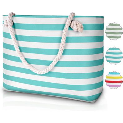 Wasserdichte Strandtasche XXL Damen Beach Tote Bag, Reißverschluss, Familien