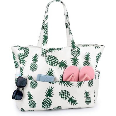Strandtasche XXL Reißverschluss Damen Urlaub Shopper Badetasche