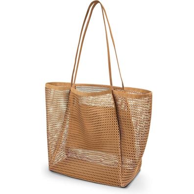 benpen Große Strandtasche XL Damen, Mesh Netztasche mit Reißverschluss