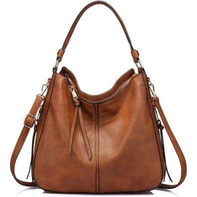 Realer Shopper Tasche Braun Schultertasche Lederoptik