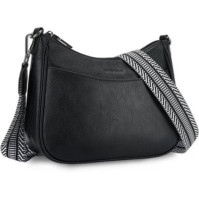 Aphison Damen Crossbody Schultertasche vegan Leder schwarz Umgänglich & stilvoll