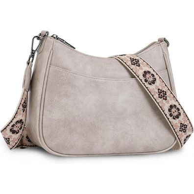 APHiSON Damen Crossbody Bag Schultertasche Umhängetasche vegan Leder grau