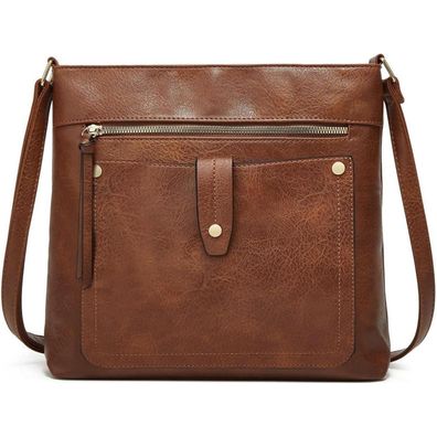 DOB SECHS Damen Umhängetasche in Lederoptik, Crossbody-Tasche
