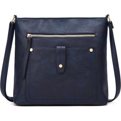 DOB SECHS Damen Umhängetasche in Lederoptik, Crossbody-Tasche