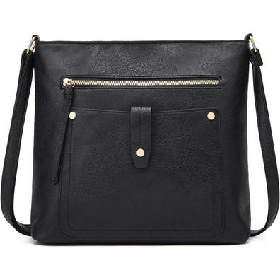 DOB SECHS Damen Umhängetasche aus weichem PU-Leder, Crossbody-Tasche mit