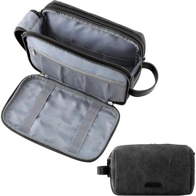 Kulturtasche Herren Reise Kosmetiktasche Doppelreißverschlussöffnung