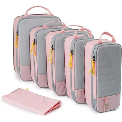 Bagsmart Koffer Organizer Packing Cubes 6 Stück Wasserdicht Rosa