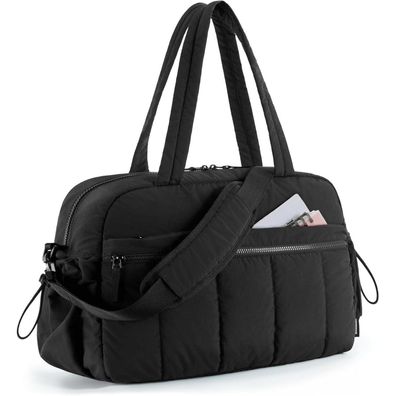 Bagsmart Puffer Reisetasche Damen 24l Weekender Schwarz