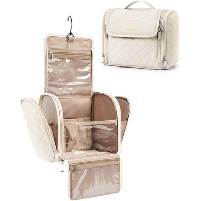 Bagsmart Make-Up Organiser Kulturbeutel Damen Aufhängen Kosmetiktasche Beige