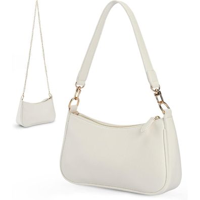 Kleine Handtasche Damen Weiß Schultertasche PU-Leder Tasche Mini