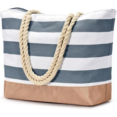 Oscaurt Strandtasche Tote Bag Reißverschluss Große Shopper Wasserdicht