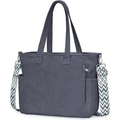 Damen Handtasche Cord Shopper Groß Umhängetasche Crossbody Bag 40.5x32x14.5cm