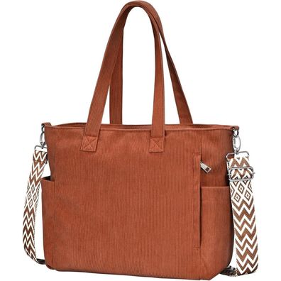 Damen Cord Tote Bag Shopper Umhängetasche Crossbody Tasche