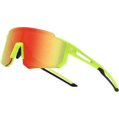 Sonnenbrille Fluore Grün Rahmen Schwarz Temple Revo Orange Linse