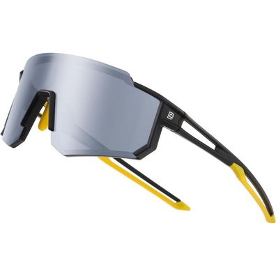 Sonnenbrille polarisierte Schwarz Rahmen Gelb Temple Mirror Linse