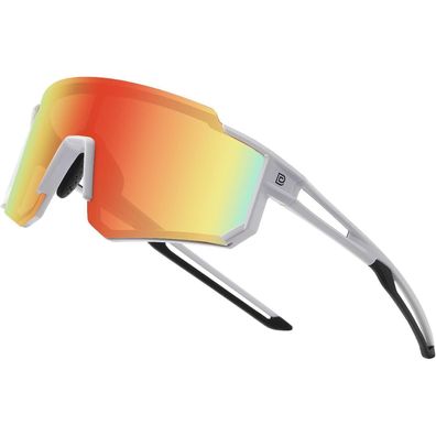 Sonnenbrille polarisierte Weiß Rahmen Schwarz Temple Revo Orange Linse