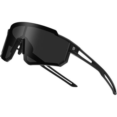 Sonnenbrille Polarisierte Schwarz Rahmen Schwarz Temple Grau Linse