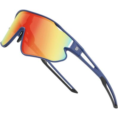 Sonnenbrille Blau Rahmen Schwarz Bügel Revo Orange Gläser