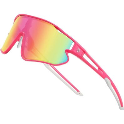 Sonnenbrille Kinder TR90 UV400 Rosa Rahmen Weiß Bügel Farbig Gläser