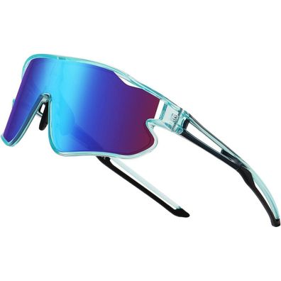 Sonnenbrille Transparente Blau Rahmen Schwarz Tempel Revo Blau Linse