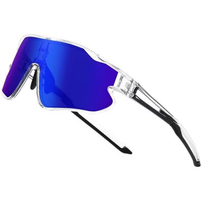Sonnenbrille Kinder Transparente Rahmen Schwarz Tempel Revo Blau Linse