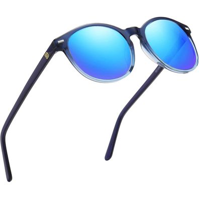 DUCO Retro Damen-Sonnenbrille Vintage UV400 Polarisiert Blau Acetat 1230