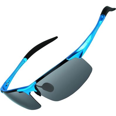 Sportbrille Herren Polarisierte Fahrerbrille Al Blau Rahmen Grau Linse