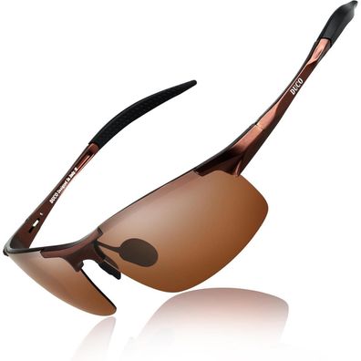 Sonnenbrille Herren Polarisierte UV400 Metallrahmen Al Mg Braun Braun