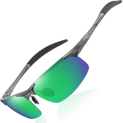 Sportbrille Herren polarisierte Gunmetal Rahmen Mercury Grün Linse
