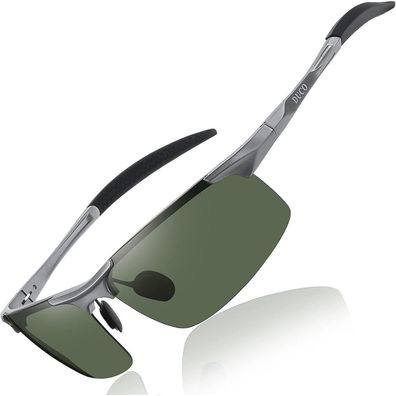 Sportbrille Herren Polarisierte Gunmetal Rahmen Dunkel Grün Linse