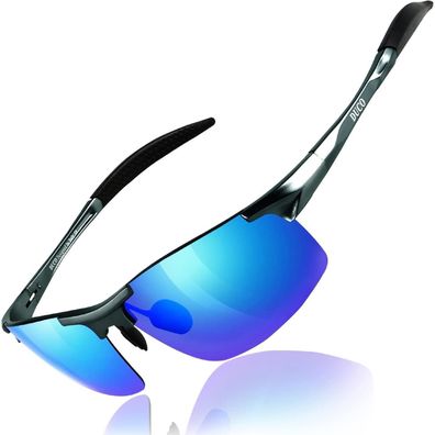 Sonnenbrille polarisierte UV400 AlMg Herren Gunmetal Strahlende Blau