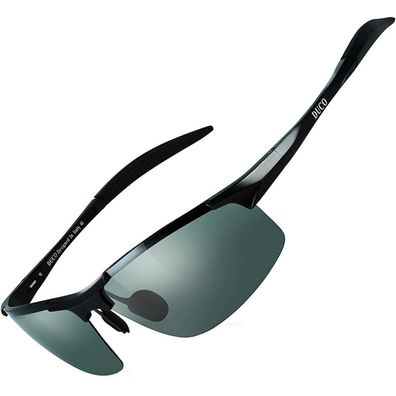 Sonnenbrille Herren Polarisierte Schwarz Rahmen Grün Linse