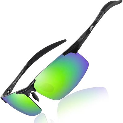 Sportbrille Herren Polarisierte Schwarz Rahmen Revo Grün Linse