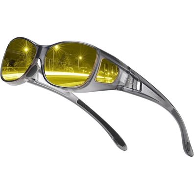 Nachtfahrtbrille Polarisierte Überbrille M transparent Grau