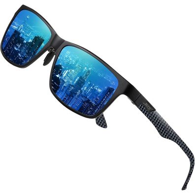 Sonnenbrille Herren polarisierte Schwarz Blau Temple Revo Blue Linse