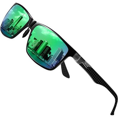 Sonnenbrille Herren Polarisiert Schwarze Temple Revo Green Linse