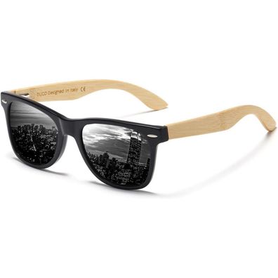 Sonnenbrille Herren polarisiert UV400 Holzrahmen Walnuss