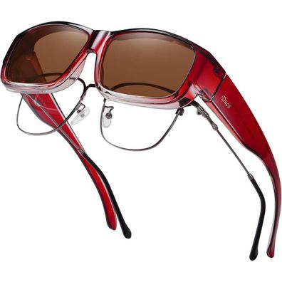 Sonnenbrille Herren Damen polarisiert Wein Rot Rahmen Braun Linse