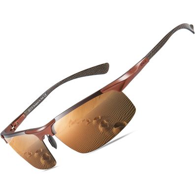 Sonnenbrille Herren polarisierte UV400 Kohlefaser Braun