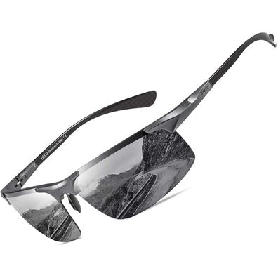 Sonnenbrille Herren Polarisiert Sport Kohlefaser UV400 Grau