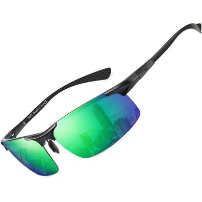 Sonnenbrille Herren Polarisierte Schwarz Rahmen Revo Grün Linse