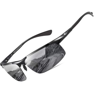 Sonnenbrille Herren Polarisierte UV400 Sportbrille Schwarz Grau