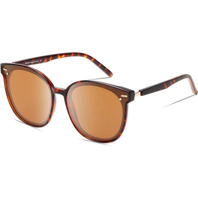 Sonnenbrille Damen rund polarisiert UV400 übergroß Retro