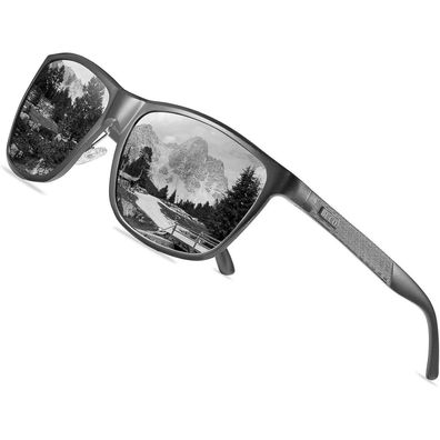 Sonnenbrille Polarisierte Herren Rechteck Vintage UV400 Gunmetal