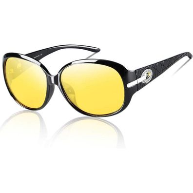 Nachtsichtbrille Damen oval polarisierte gelbe Gläser Auto