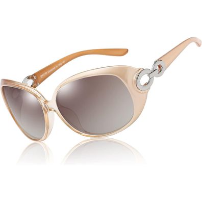 Sonnenbrille Damen polarisiert übergroß UV Schutz 1220 Champagner