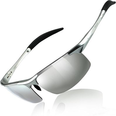 DUCO Herren Polarisierte Sportbrille Fahrer Sonnenbrille Al-Mg Metallrahmen