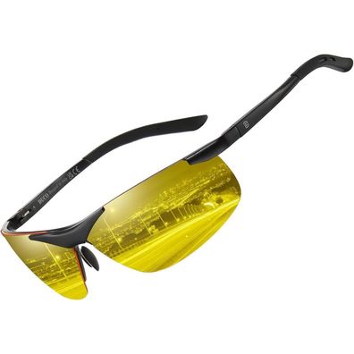 DUCO Herren Nachtfahrbrille mit gelben Gläsern - Polarisierte Nachtsichtgläser gegen