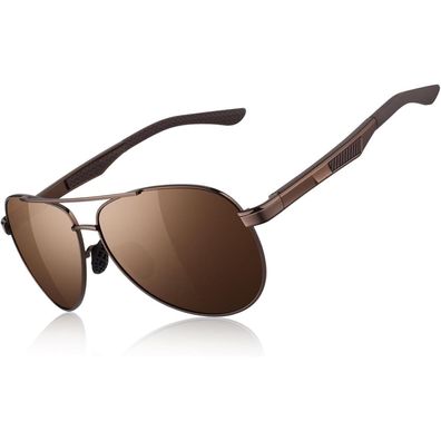 Sonnenbrille Herren Pilotenbrille Polarisiert UV400 CE H Braun Braun