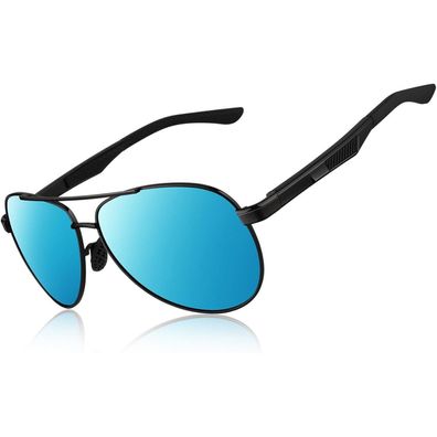 Sonnenbrille Pilotenbrille Herren polarisiert UV400 H Schwarz Blau
